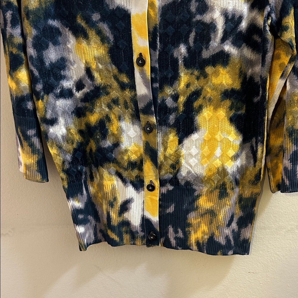St. John Yellow and Blue Patterned Cardigan* - Picture 4 of 11